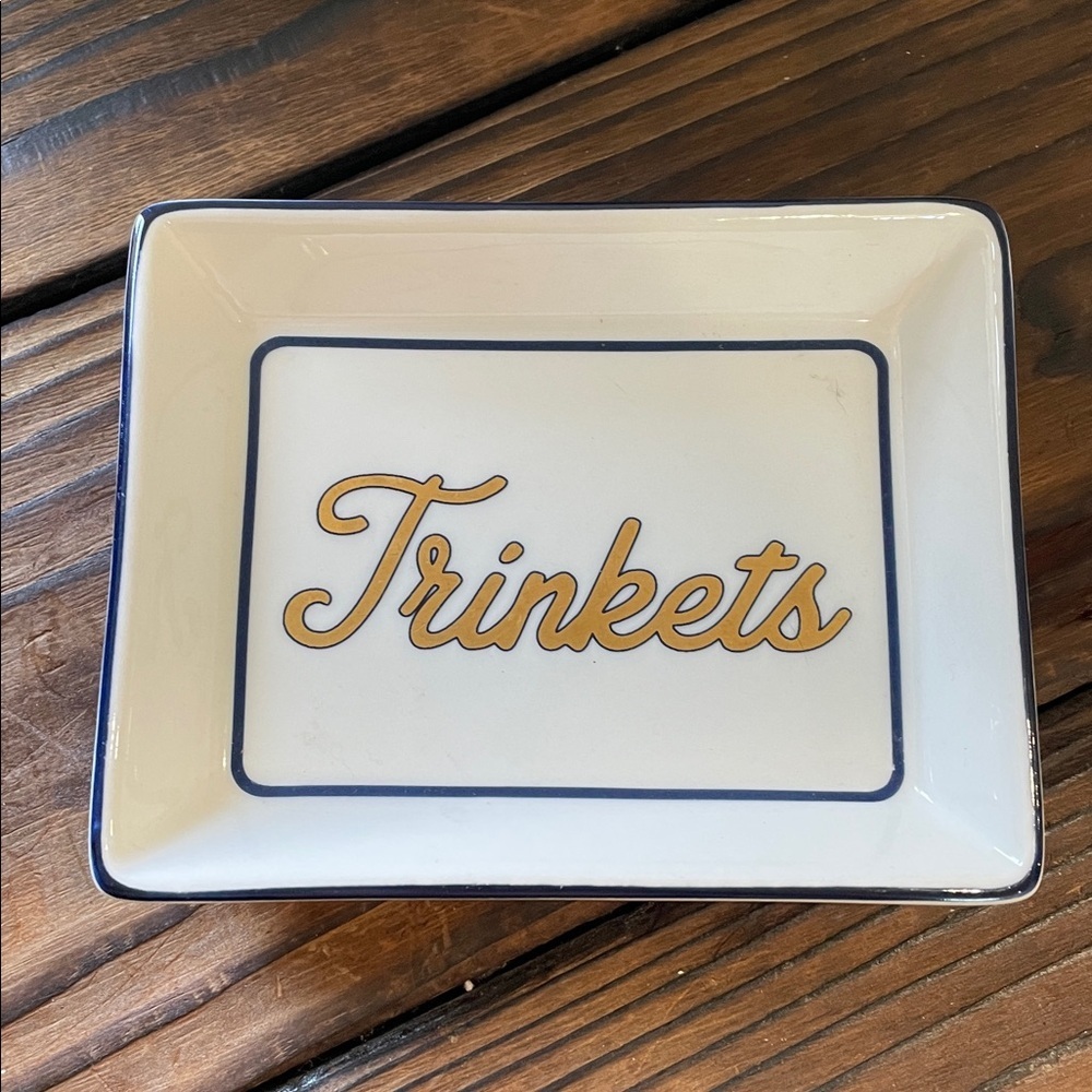 White L. Godinger & Co.Trinket Dish with Blue Trim - Picture 2 of 4